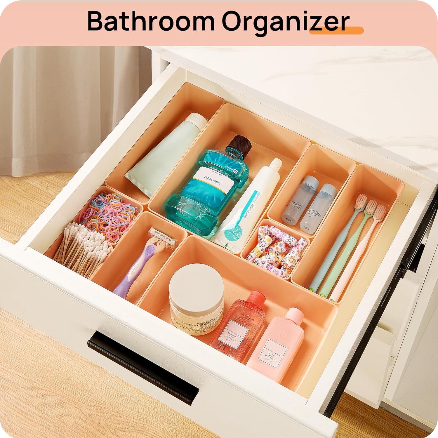 Vtopmart 25 PCS Plastic Drawer Organizers - Versatile Bathroom & Vanity Storage Trays for Makeup, Kitchen & Office