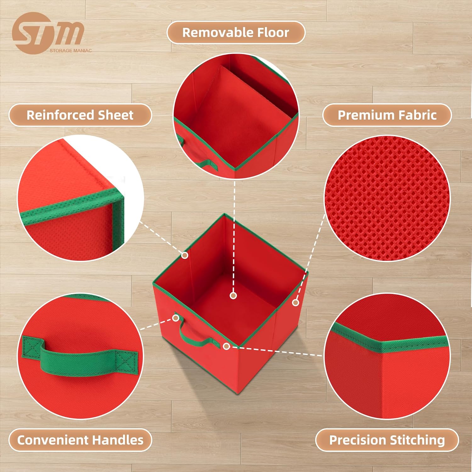 Storage Maniac Storage Cubes - Durable 11-Inch Fabric Bins | Foldable Collapsible Baskets in Red for Easy Organization