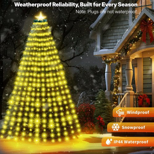 CheaperPremium 30 Modes Ring Christmas Tree Lights - 7.5Ft x 12 Lines 336 LED Easy App Control Color Changing Timer Remote (Warm White to Multicolor)