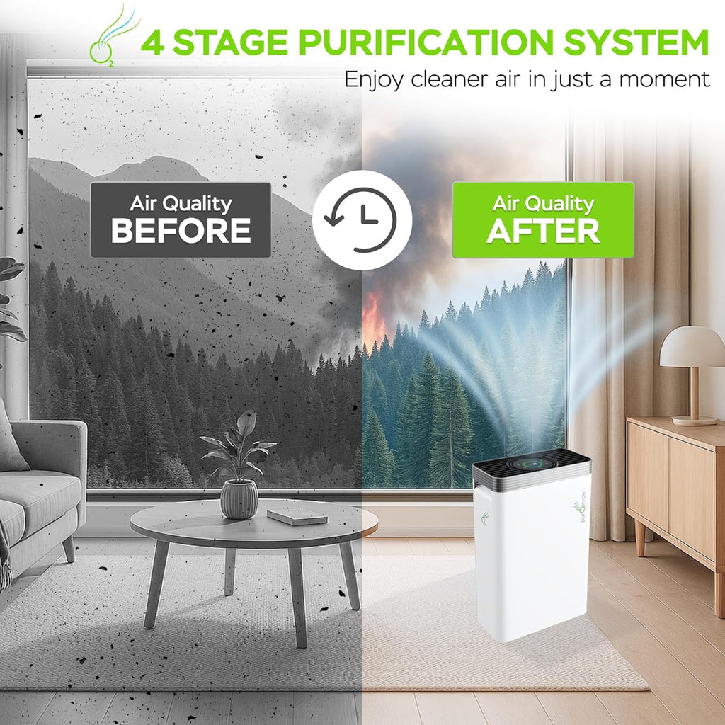PURO²XYGEN Smart Air Purifier - Large Room Coverage Up to 2700 Sq Ft | H13 HEPA Filter, WiFi App, Quiet Operation for Smoke, Pollen, Pet Hair, Dust