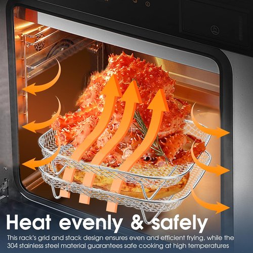 Cosori Dual-Layer Air Fryer Rack Set - 304 Stainless Steel Mesh Baskets for Enhanced Cooking | Square Accessories