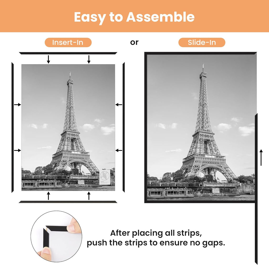 Upsimples 18x24 Picture Frame - Scratch-Proof Black Poster Frames for Photo Gallery | 3 Pack, Horizontal/Vertical Mounting