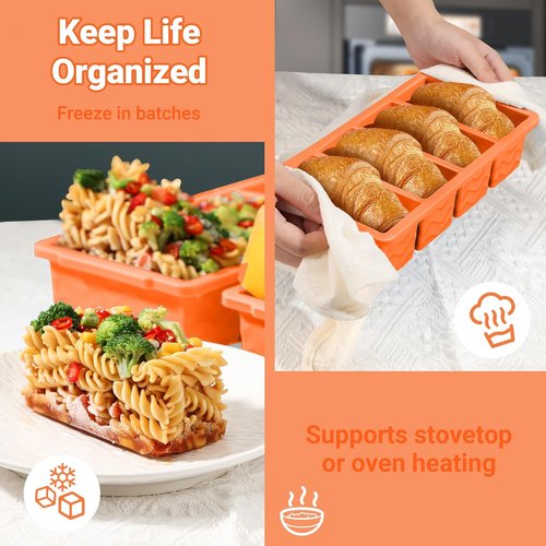 Doasuwish Silicone Freezer Tray - 1-Cup Soup Container with Lid for Meal Prep & Food Storage | 2 Pack