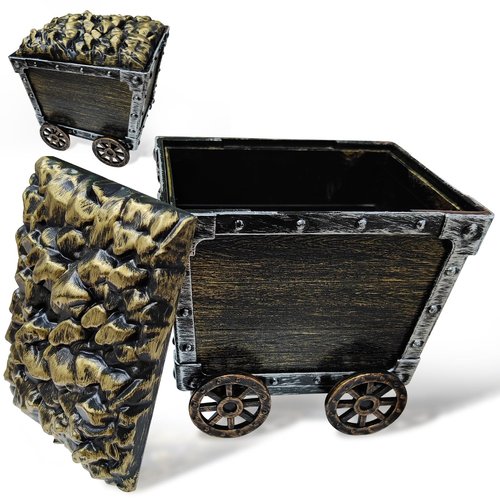 Kids Mining Cart Treasure Chest Toys Vintege Mine Car Compartment Box for Pretend Play Preschool Kids Ages 3+ Years