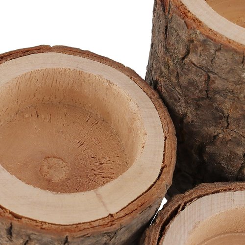 FUNSUEI Wooden Tea Light Candle Holders - Rustic Votive Log Holders for Table Decoration | 18 PCS in 3 Sizes