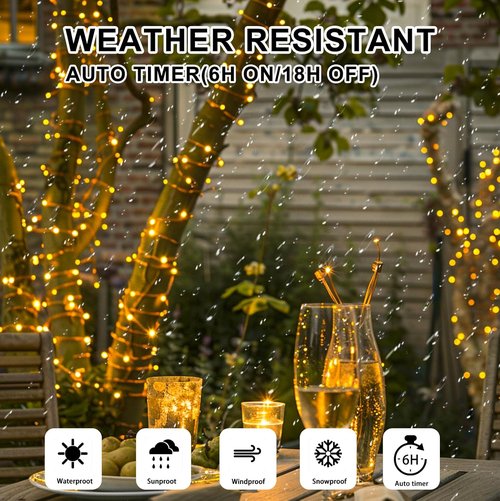 Fairy Lights | Battery Operated 16FT 50 LED Mini Twinkle Lights - Warm White, Waterproof, 8 Modes & Auto Timer
