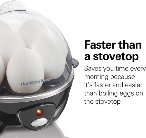 Hamilton Beach 3-in-1 Electric Egg Cooker - Hard Boiled, Poached, Omelet & Steamer, Holds 7, Black