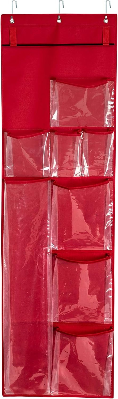 Honey-Can-Do Over-The-Door Wrap Organizer - Space-Saving Design | Holds Up to 40 lbs, Red
