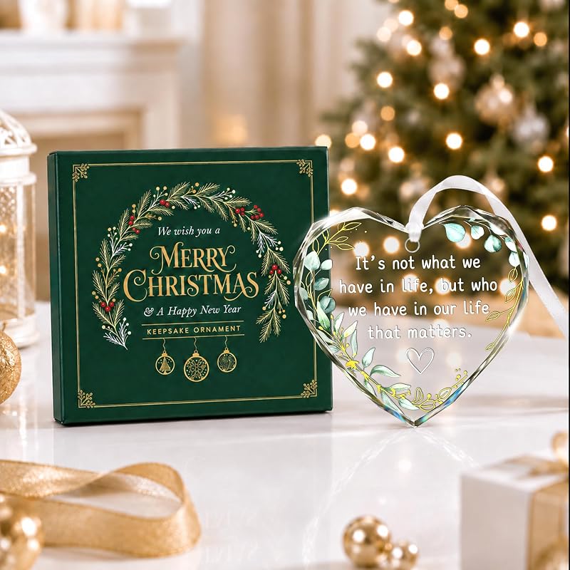 Friendship Ornament for Women - Clear Glass Heart Christmas Keepsake, Variation of THIS Listing: Friendship 2