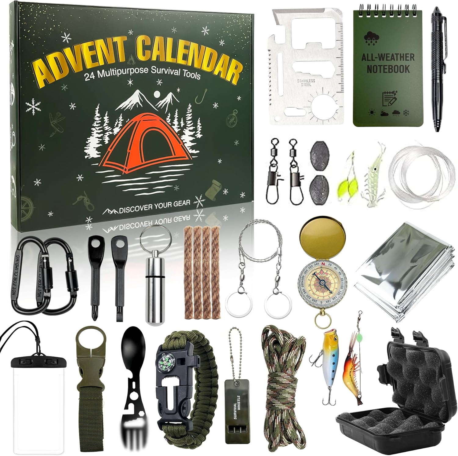 Survival Kit Advent Calendar 2026 | 24 Days of Outdoor Tools & Gear for Camping, Fishing, Hunting