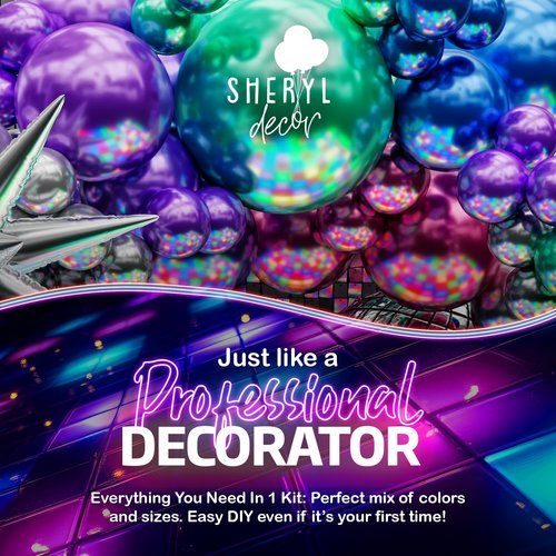 ALL-IN-1 Disco Balloon Arch Kit with BONUS Disco Balls & Starbursts for Disco Party Decorations - Metallic Balloon Arch Kit for 90s Theme Party Decoration, Prom Decoration, Karaoke Party Decorations