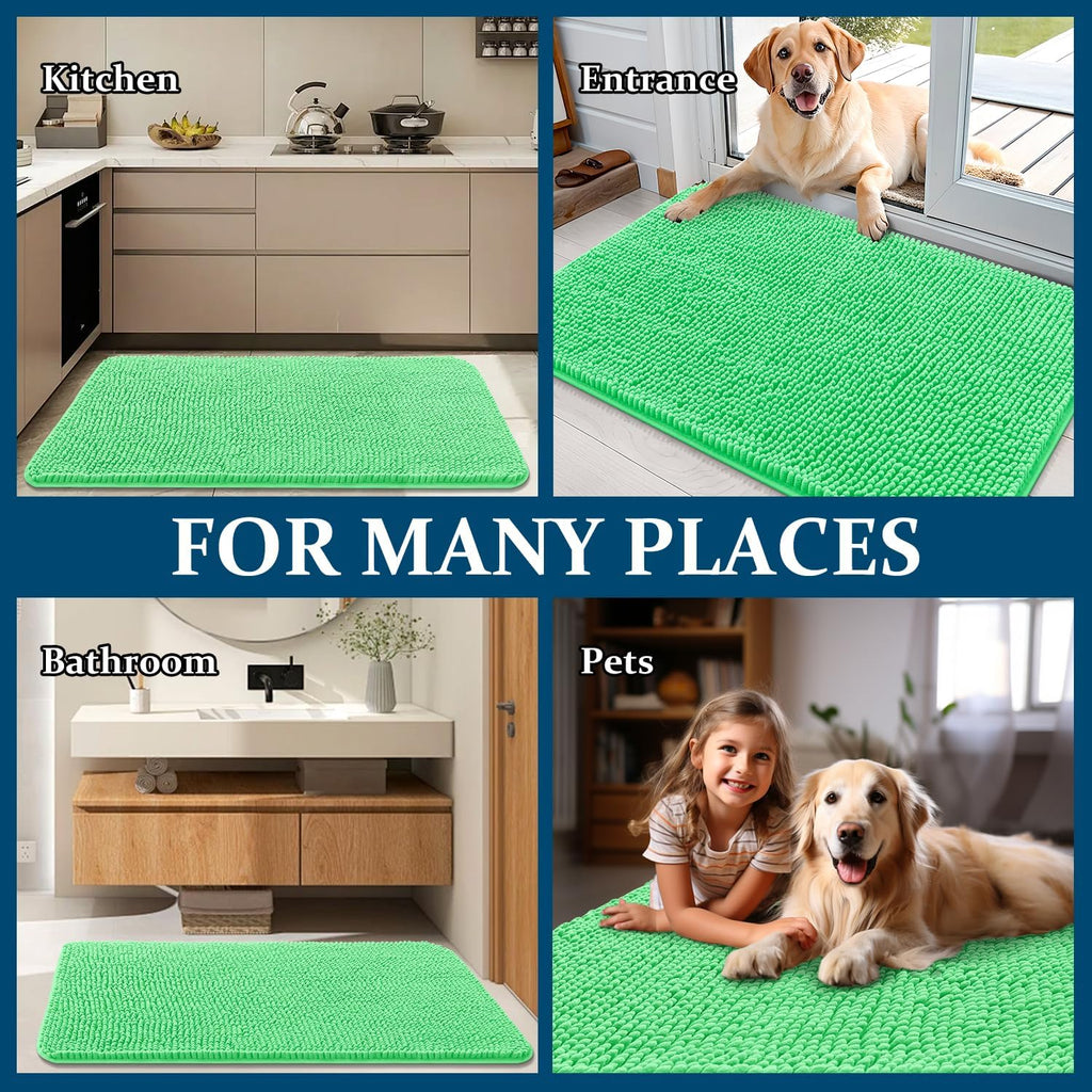 OLANLY Dog Door Mat - Absorbent Non-Slip Washable Doormat for Muddy Paws | 24x16 Mint Green