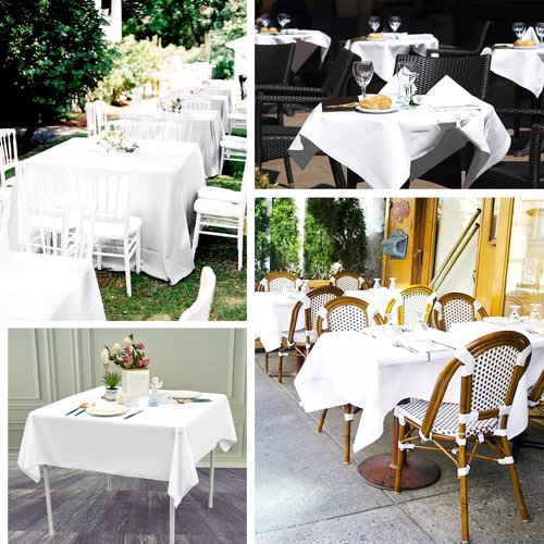 12 Pack White Square Tablecloths - 52 x 52 Inch, Polyester Table Cover for Square Table, Stain and Wrinkle Resistant, Washable Fabric, Restaurant Banquet Party