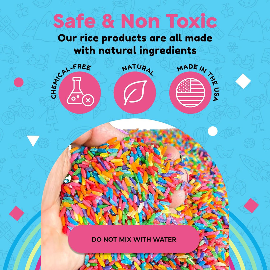 Rainbow Rice | Non-Toxic Sensory Bin Filler - 2 LB (4 Cups) for Educational Play & DIY Montessori Activities