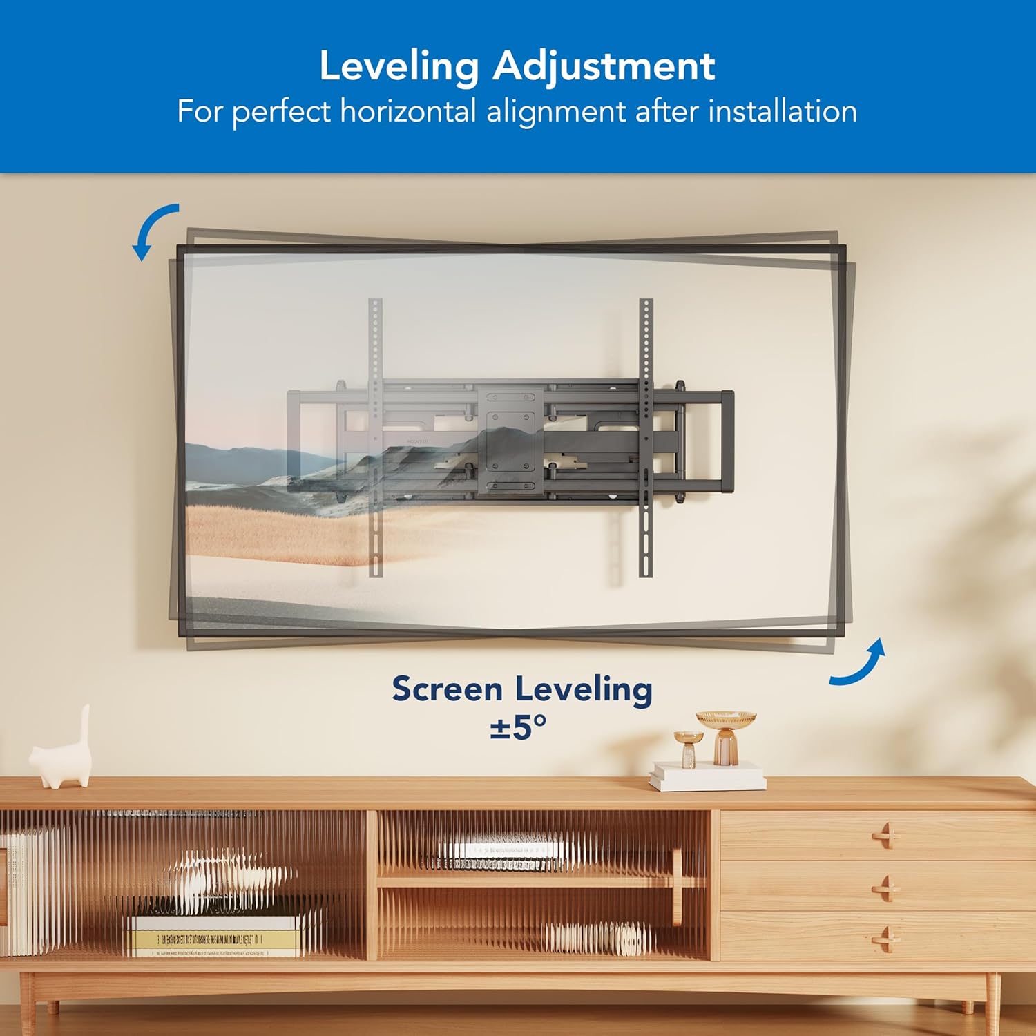 Mount-It! Heavy Duty XXL Full Motion TV Wall Mount - Supports 264lb TVs Up to 100" | Adjustable Swivel & Tilt
