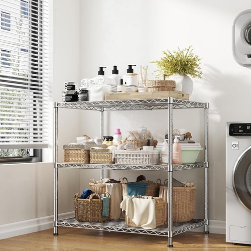DurayLoly 3-Tier Adjustable Metal Shelving - Heavy Duty Wire Storage Rack | 35.4"W x 23.6"D x 35.4"H, Tool-Free Assembly, Chrome Finish