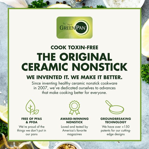 GreenPan Dover Healthy Ceramic Nonstick, 8" Frying Pan Skillet, PFAS-Free, Dishwasher Safe, Comfort Grip Handle, Grey