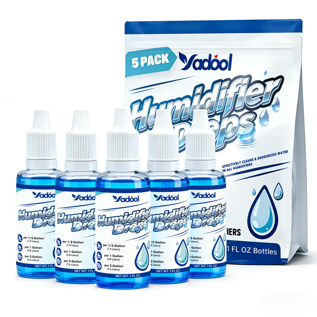 Yadool [5 Pack] Humidifier Cleaner Drops, Humidifier Water Treatment Cleaning Solution for All Makes & Models - Slows Buildup & Scaling - Deeply Cleans & Deodorizes Water - 500+ Day Supply