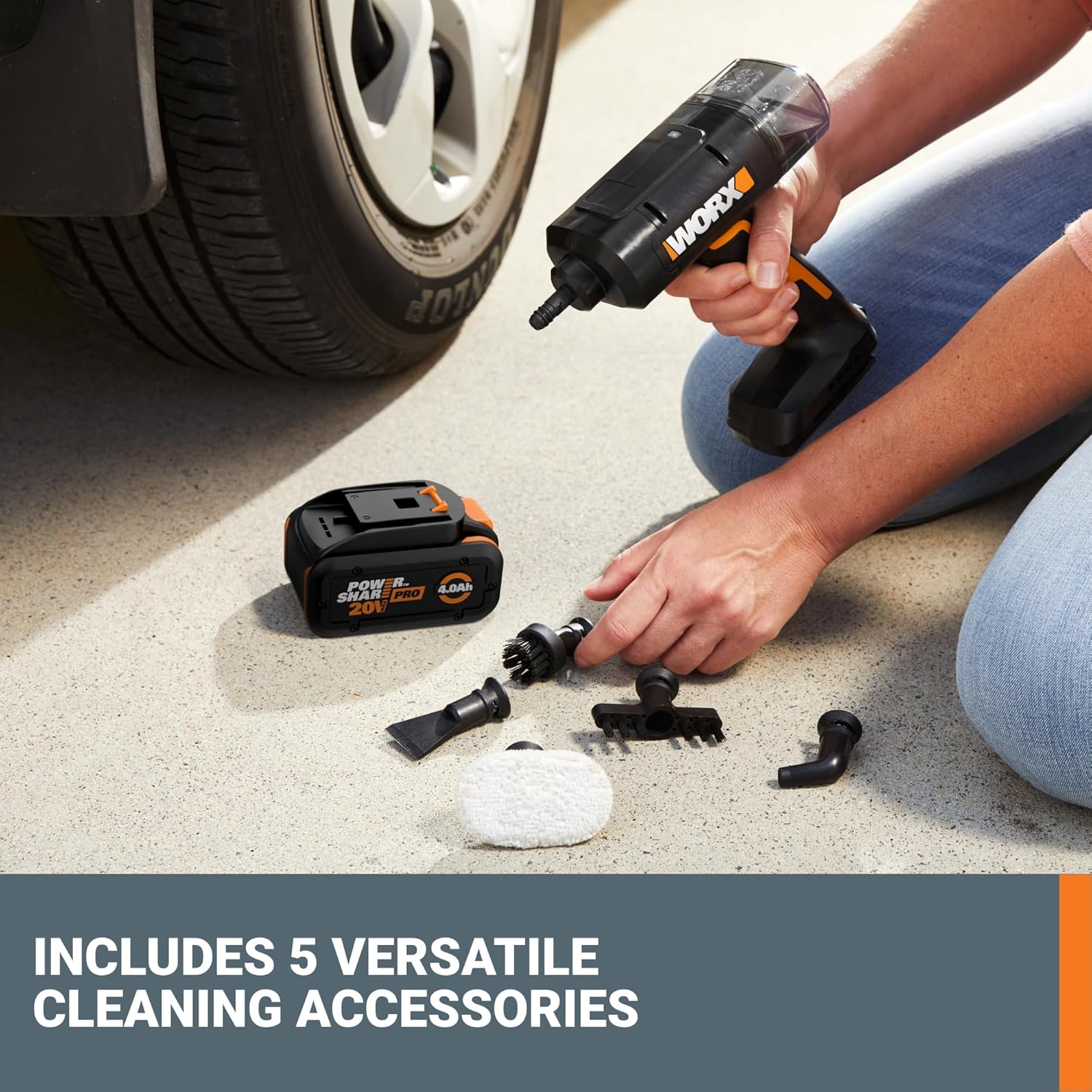 Worx 20V SteamStorm Cordless Handheld Steam Cleaner - 220°F Quick Preheat, Lightweight & Portable | Includes Battery & Charger