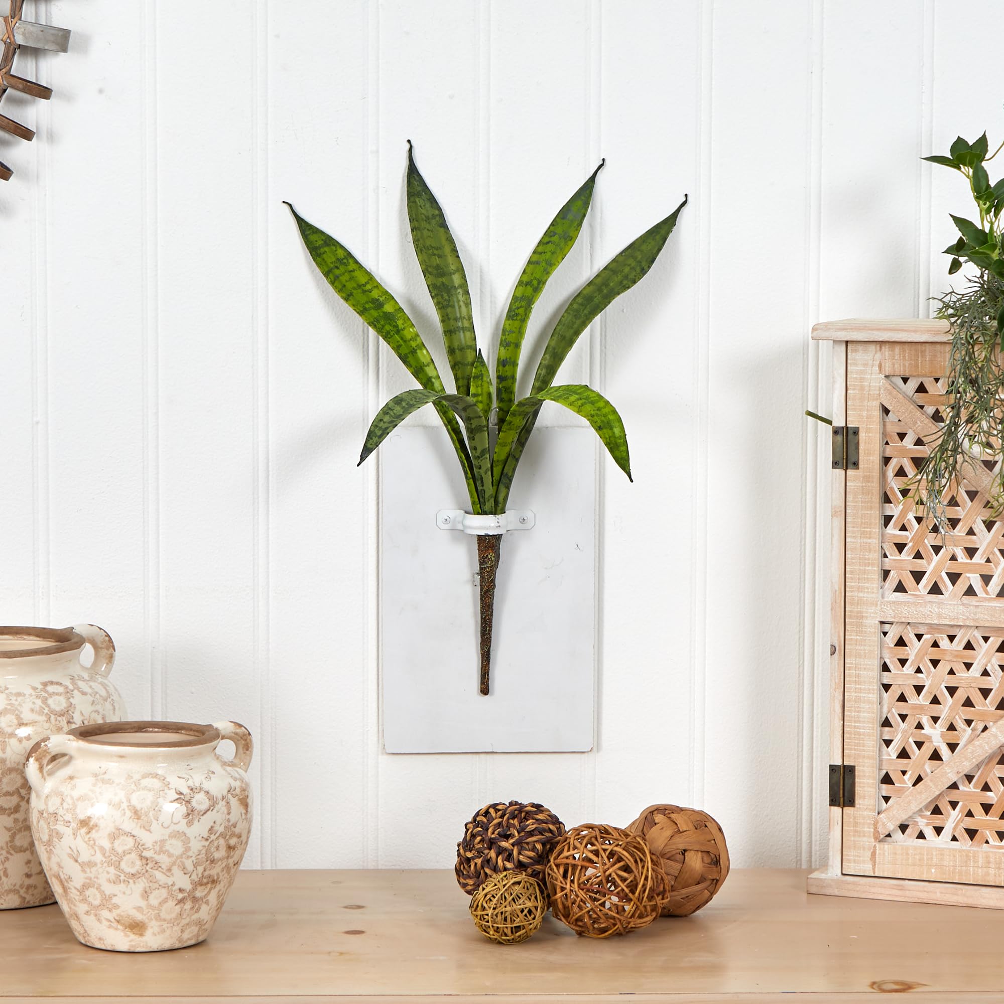 Nearly Natural 20-in Artificial Tall Snake Plants Sansevieria, Set of 6 Yellow Faux Snake Plant for Indoor Home Decor with Groun Stakes, Large Fake Plant for Office, Living Room, Bedroom, DIY