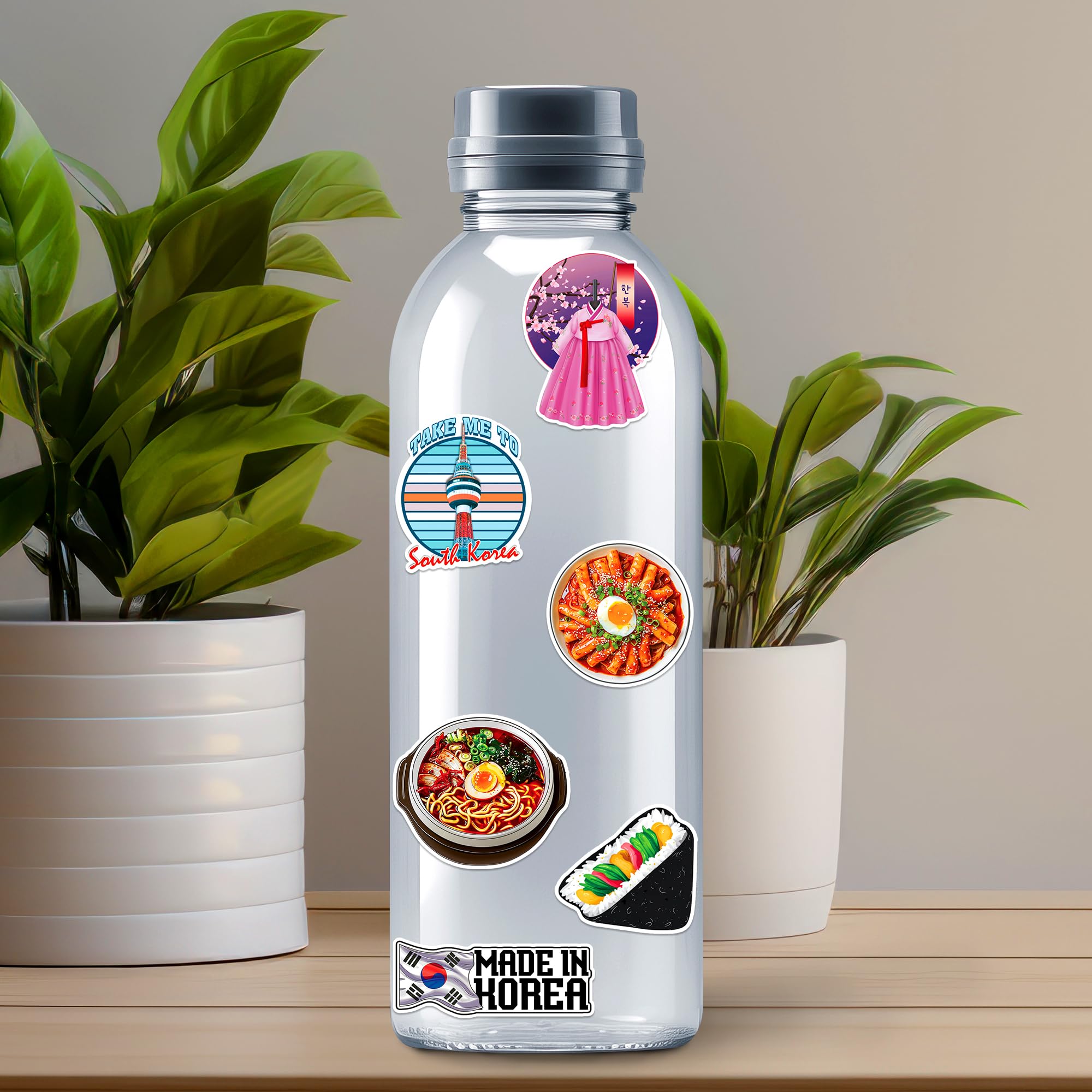 MONIZY Korea Travel Stickers 50 Pieces Vinyl Waterproof Decal for Laptop Water Bottle Phone Car Window Bike Motorcycle Stakeboard Scrapbook Korean Sticker Gifts