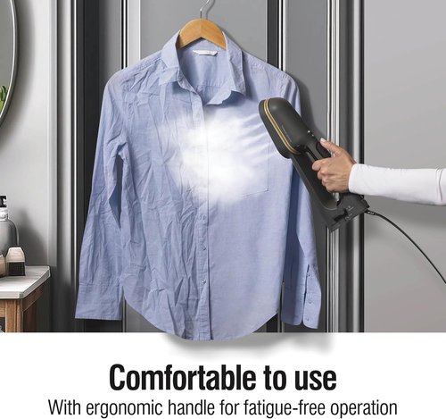 CHI SteamPress Handheld Garment Steamer - 3-in-1 Clamping Iron with 200ml Tank, Fast 25-Second Heat, Black