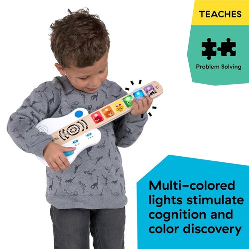 Baby Einstein Strum Along Songs Wooden Toy Guitar - Montessori Musical Learning Toy with Lights, 12mo+