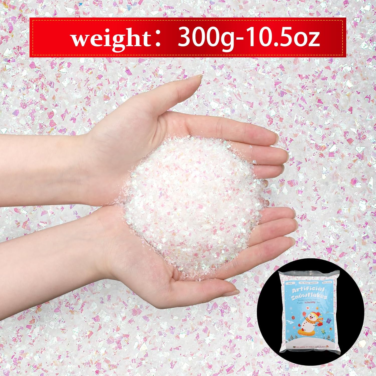 Regine Switzerland Christmas Artificial Flake Snow - Sparkling Fake Snow Powder for Holiday Crafts | 10.5oz