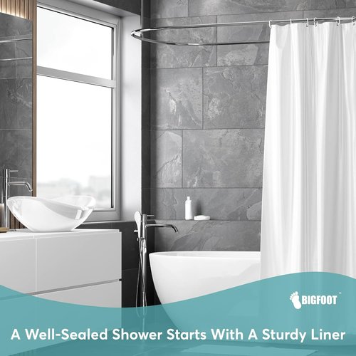 BigFoot Clear Shower Curtain Liner - Odorless Waterproof PEVA | 72x72 Washable with Magnets