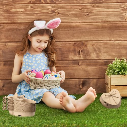 FoldTier 150 Pcs Easter Heart Shaped Eggs Cartons 3 Count Natural Paper Pulp Valentine Egg Cartons with Jute Rope Reusable Cardboard Storage Baskets Holder Tray for Kitchen Holiday Gifts Market Farm