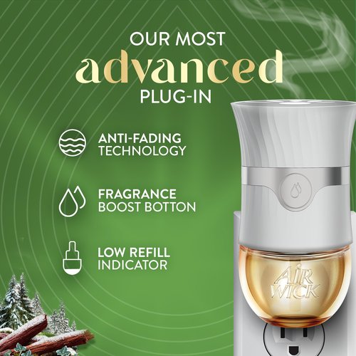 Air Wick Vibrant Plug in Scented Oil Refill, Infused with Essential Oils, Plug in Air Fresheners for Home, Winter Woods & Frosted Ivy, 5 ct