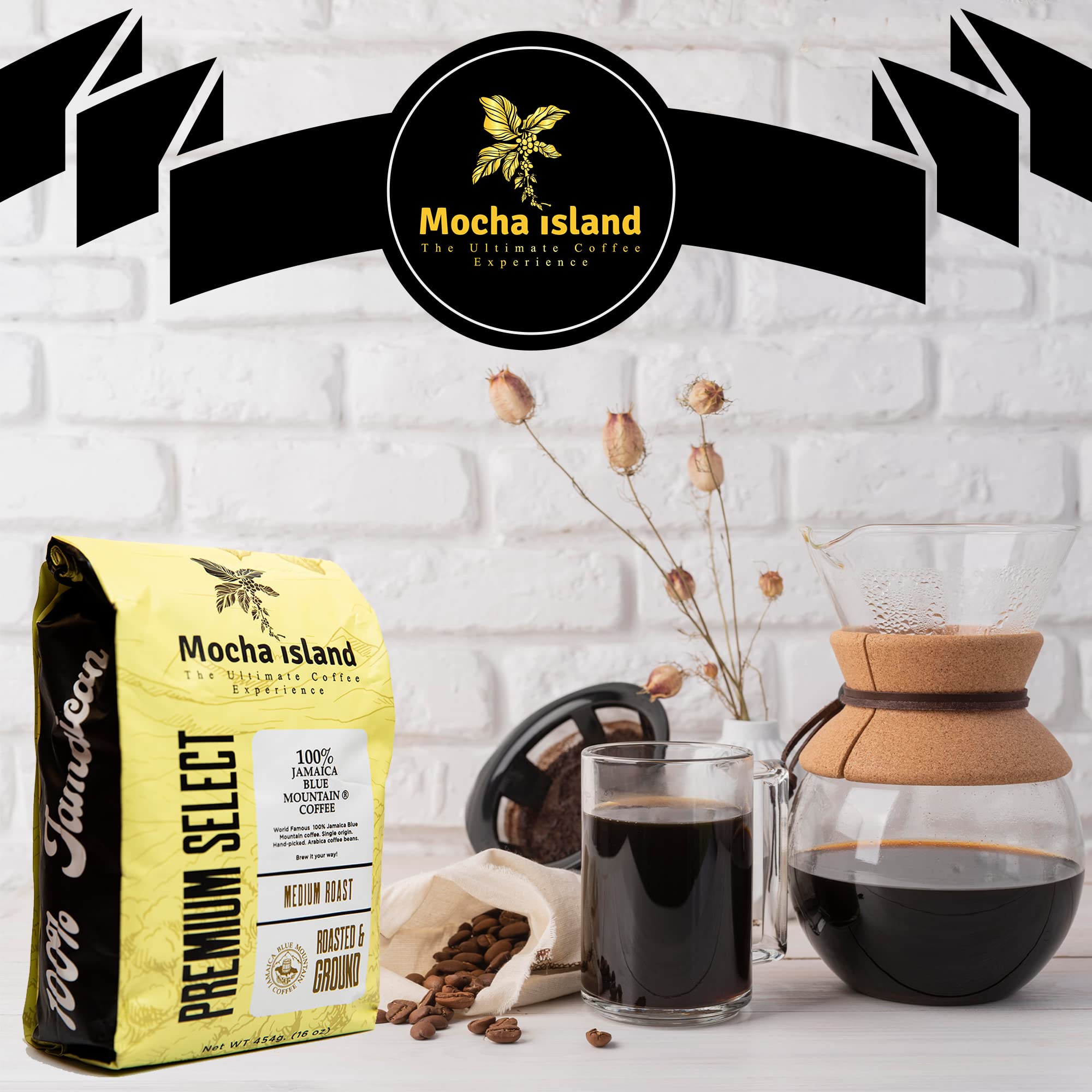 Mocha Island Blue Mountain Coffee (Blue Mountain Coffee Ground, 1lb)