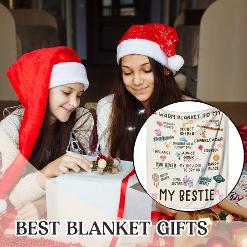 Nuowagify Best Friend Birthday Gifts for Women, Bestie Gift for Women, Friendship Gift for Woman, BFF - Galentines Day Gifts, Valentines Day Gifts for Friends, Best Friend Blanket 60"x 50"- White