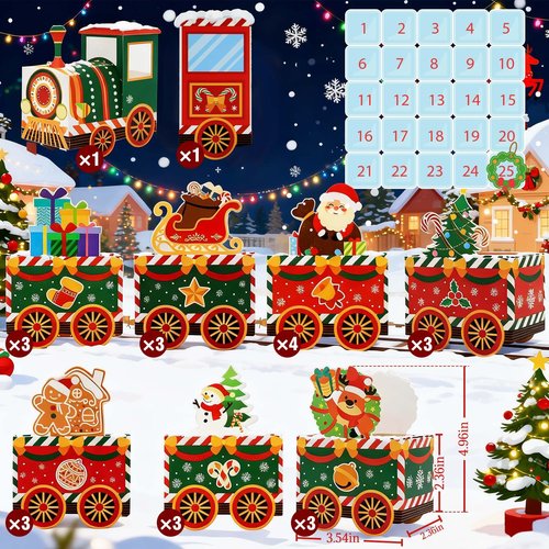 Lihome Diy Advent Calendar - Empty Advent Calendar to Fill Yourself, Christmas Advent Boxes Empty for Kids and Family (Christmas Train)