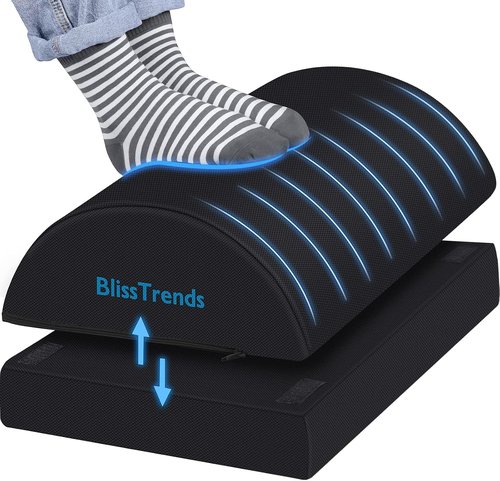 BlissTrends Foot Rest - Versatile Under Desk Foot Stool with Washable Cover | Adjustable Heights for Comfort - Black