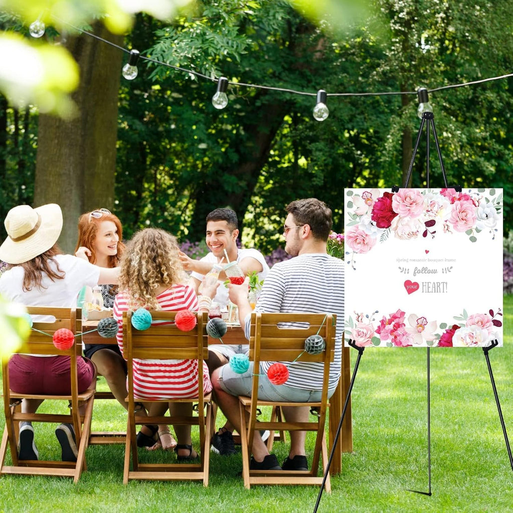 RRFTOK Easel Stand - 63'' Lightweight Portable Ground Easel for Wedding Signs & Posters | Metal Tripod with Carry Bag