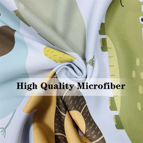 YUANZU Animal Curtains W42 x L63 Inch Grommet Thermal Insulated Blackout Window Drapes Safari Hippo Crocodile Lion Elephant Giraffe Woodland Zoo Pattern for Kids Boys Girls Nursery Bedroom 2 Panels