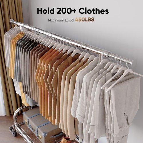 HOKEEPER Heavy-Duty Adjustable Clothes Rack - Portable Garment Rack with Lockable Wheels | 68.89"H x 70.86"W x 20"D