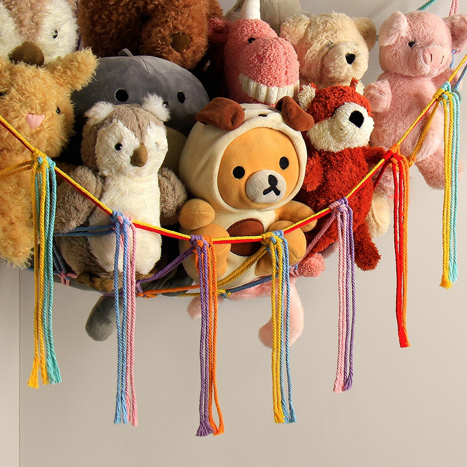 Skiennix Stuffed Animal Hammock - Cute Rainbow Unicorn Storage Net for Kids' Rooms & Nurseries