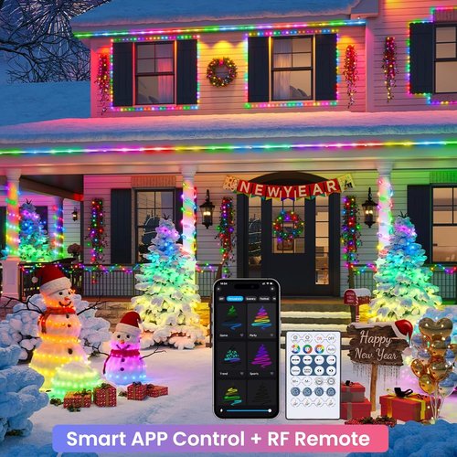 Jnaurb RGB Color Changing Rope Lights - 33ft Smart LED String Lights with Remote & APP Control | Waterproof Music Sync