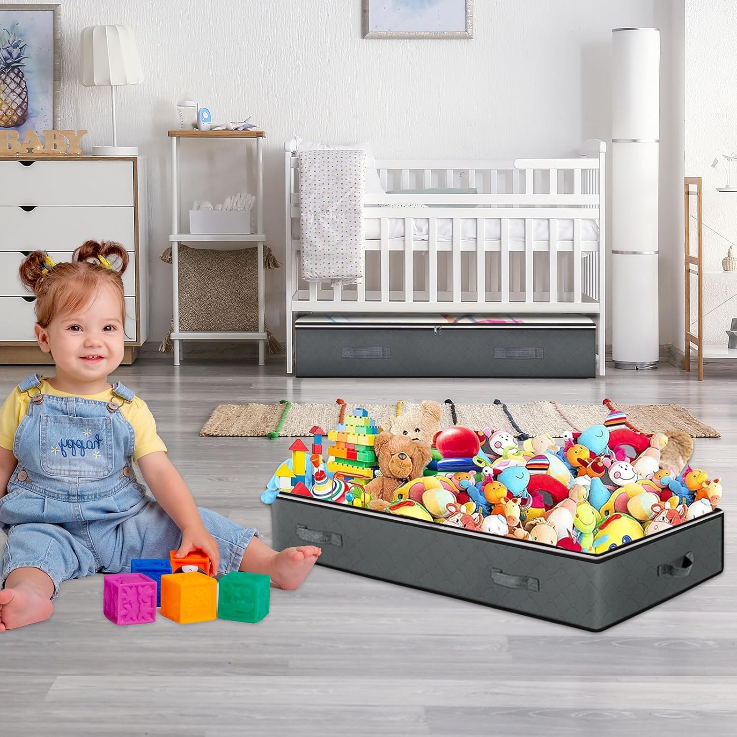 Under Bed Storage Bins by [Brand Name] - 90L Collapsible Organizers for Blankets, Clothes & More