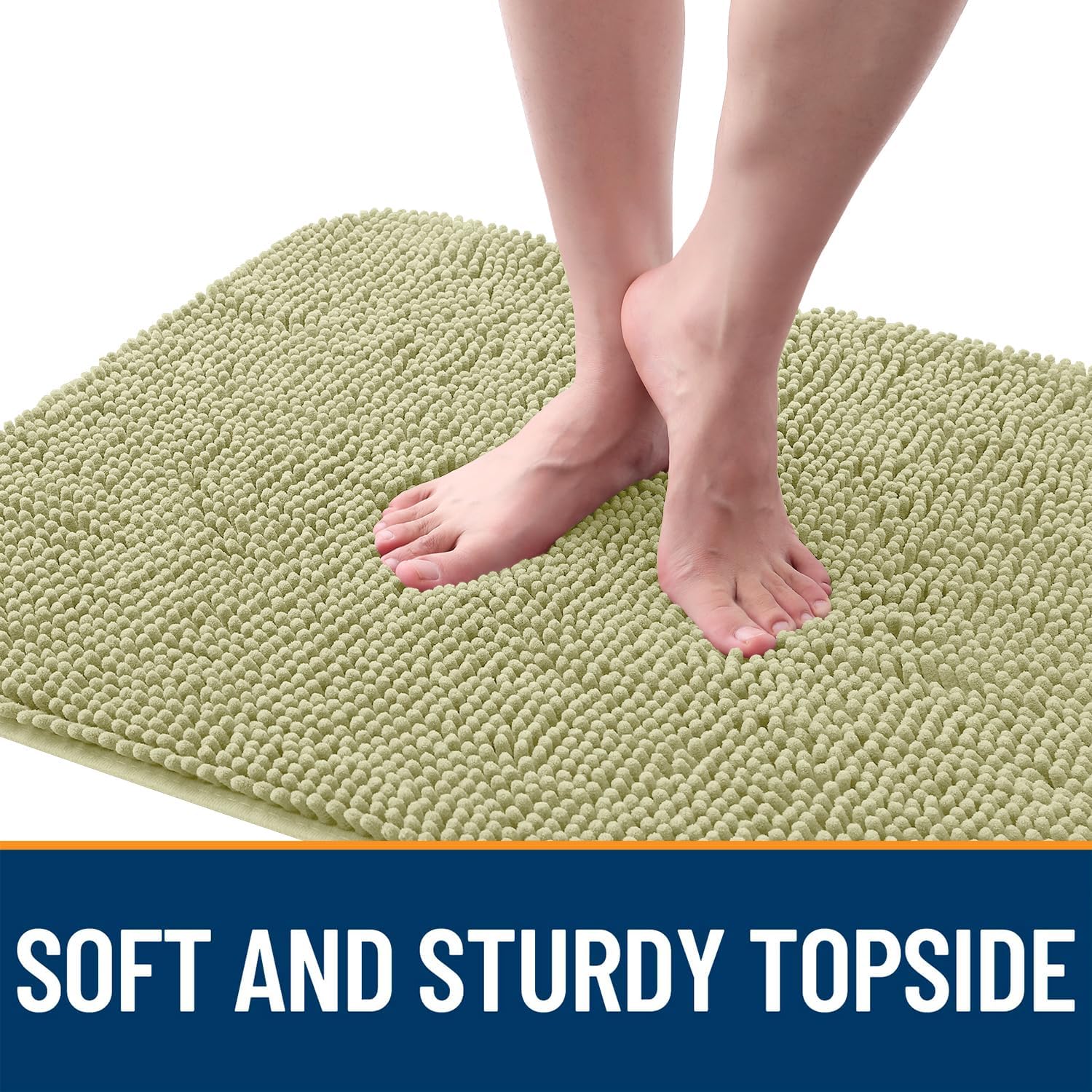 OLANLY Dog Door Mat - Absorbent Non-Slip Washable Chenille Mat for Muddy Paws | 47x24, Vanilla