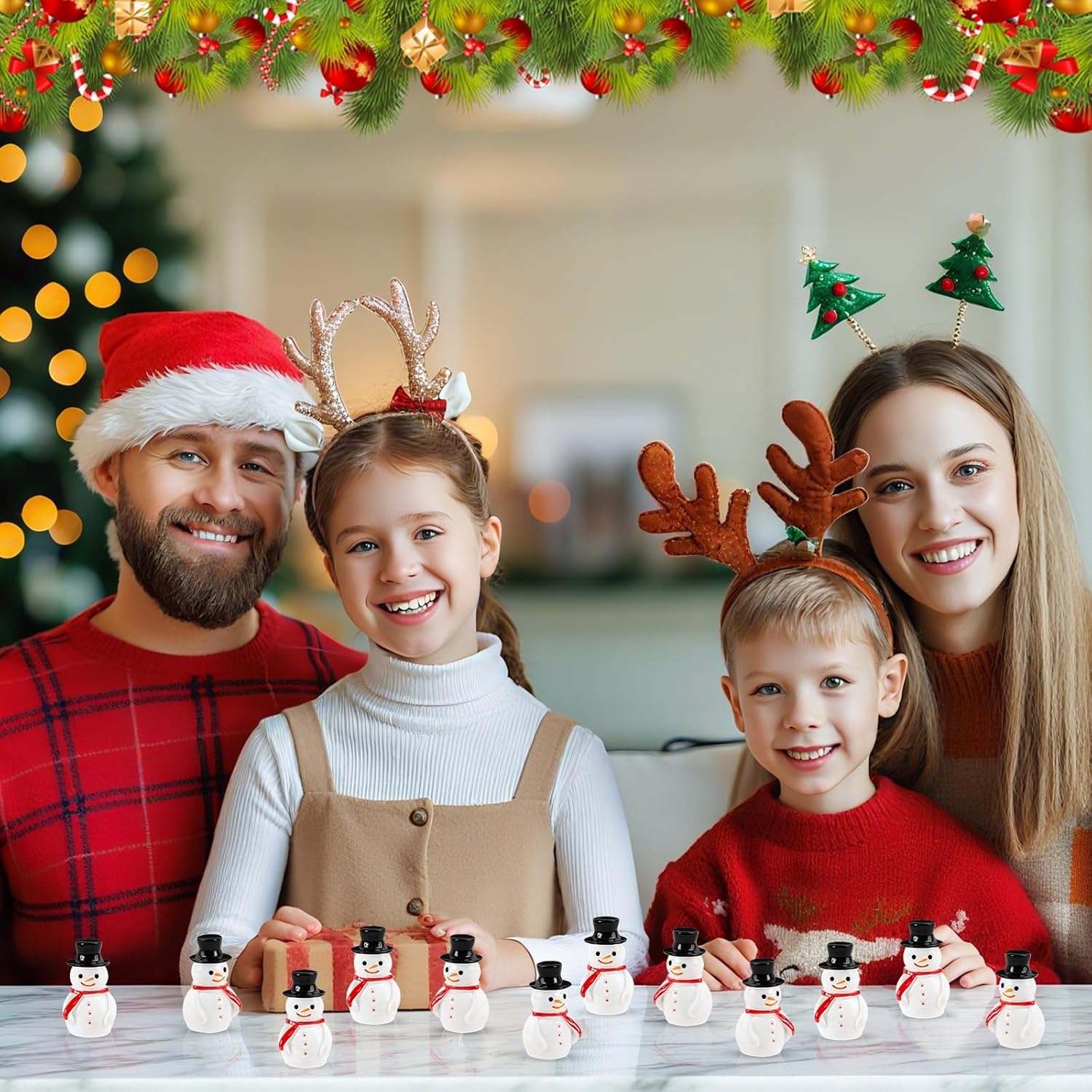 Skiennix Mini Snowman Figurines - 16 Pcs Resin Ornaments for Winter DIY Crafts & Fairy Garden Decor