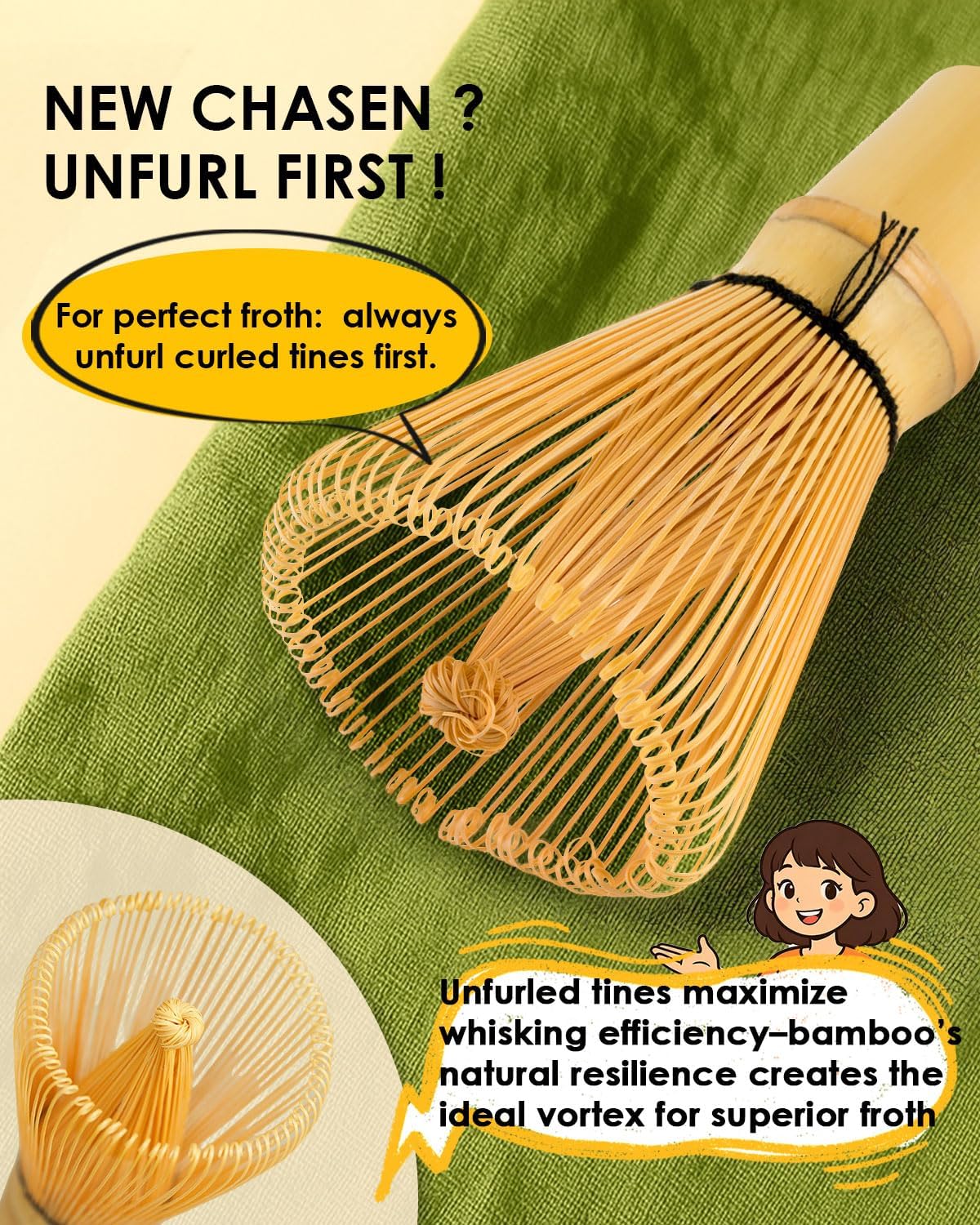 Matcha Whisk | 2-Pack Bamboo Chasen Set - Handcrafted 100-Prong Stirrer for Authentic Tea Preparation