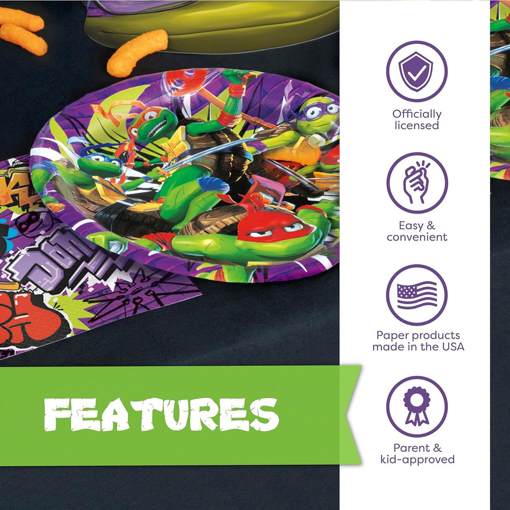 Teenage Mutant Ninja Turtles Party Decorations - 16 Plates & 16 Napkins | Officially Licensed TMNT Supplies