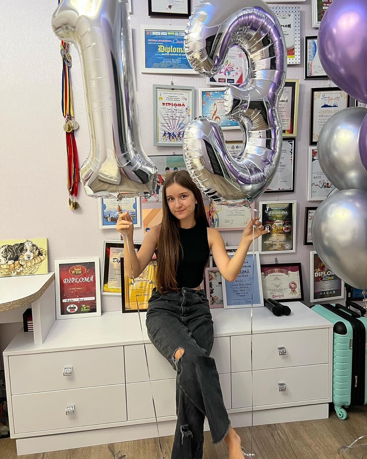 Silver Number 13 Balloon - 40 Inch Birthday Decoration for Kids | Perfect for 13th Birthday Parties