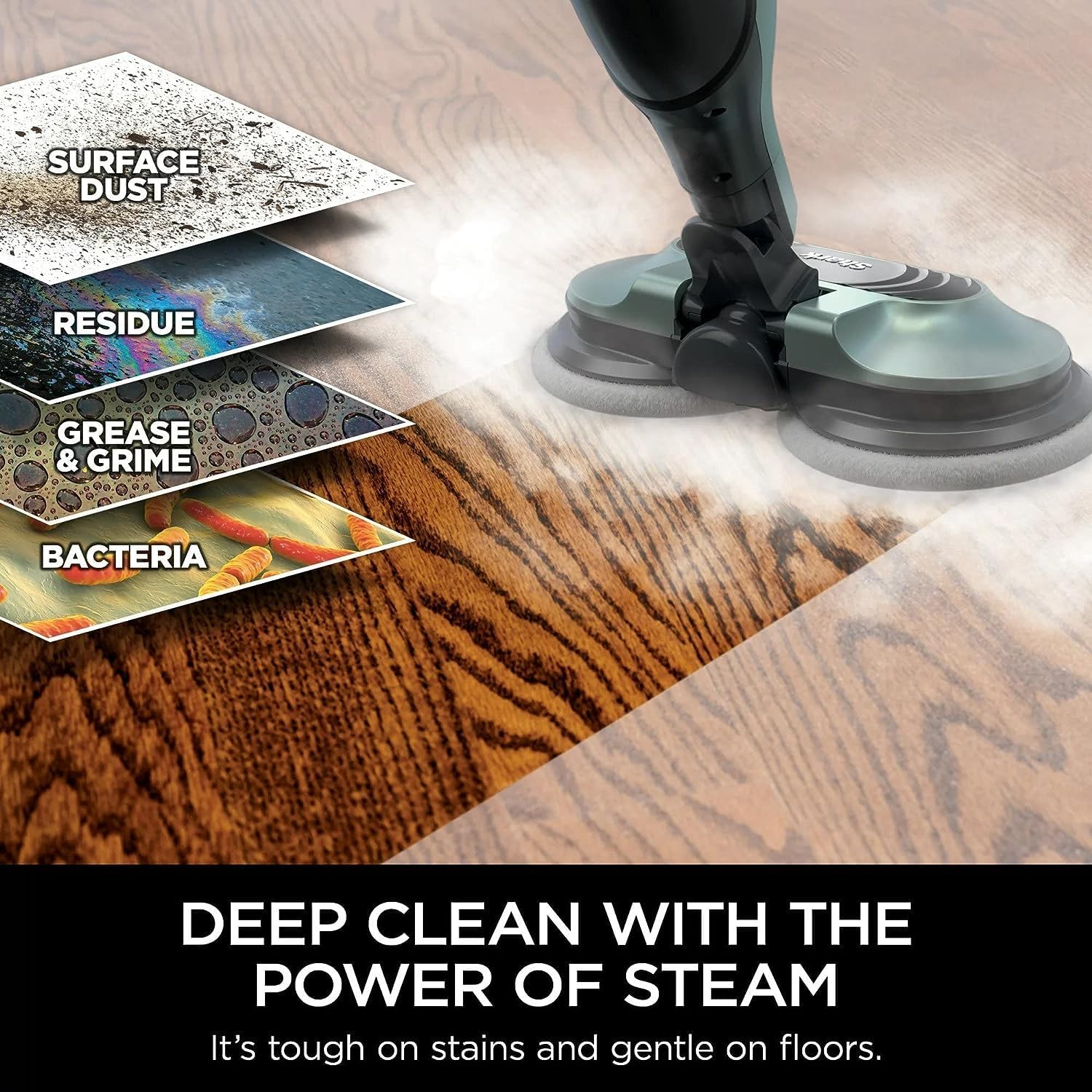 Shark S7000AMZ Steam Mop - All-in-One Scrubbing & Sanitizing for Hard Floors | Pure Water Technology