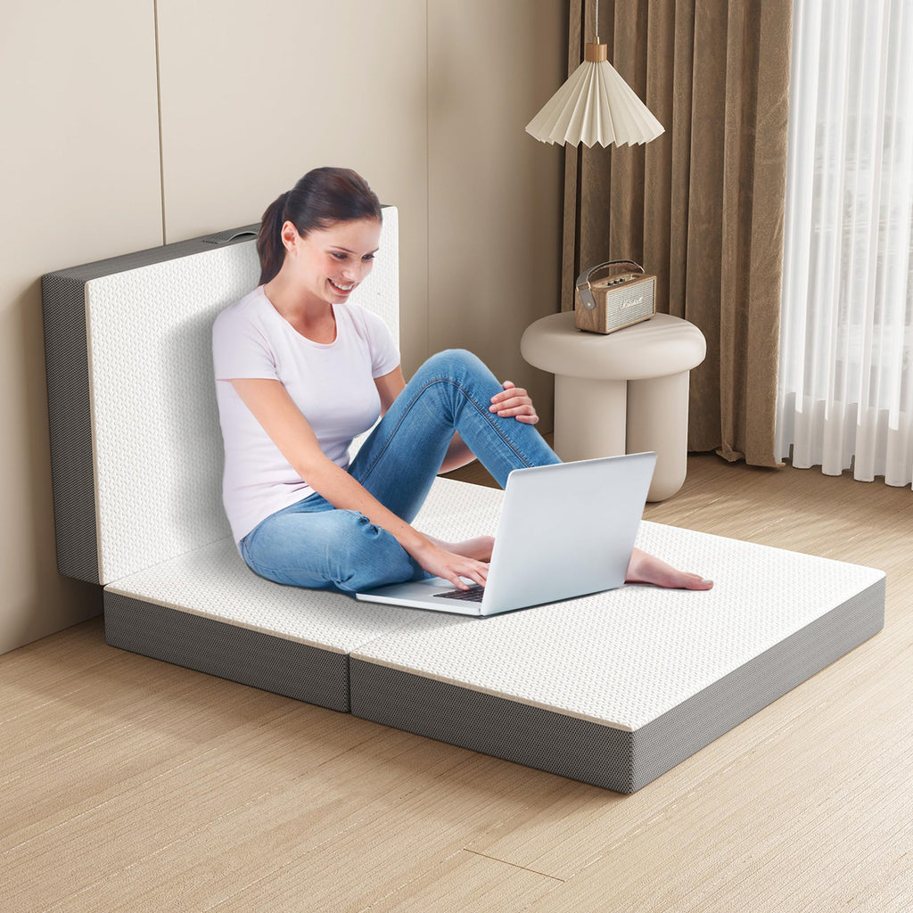 Tri-Fold Memory Foam Mattress, 4 inch Single Folding with Washable Covers, Reversible Design, Foldable Topper for Travel&Guests,25"x75"x4"