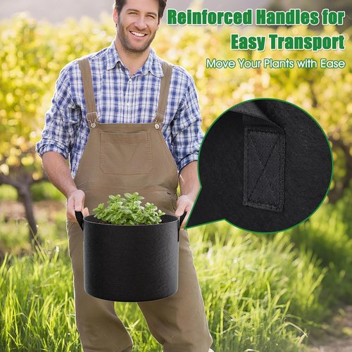 Feed Garden 5 Gallon Grow Bags - 4 Pack of 300G Non-Woven Fabric Pots with Reinforced Handles for Indoor/Outdoor Plants