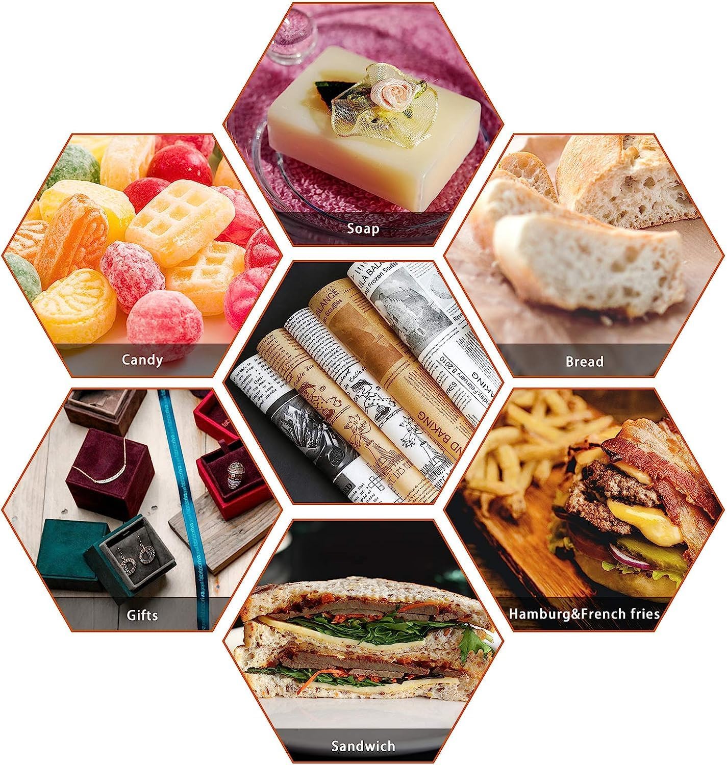 Baking Parchment Paper Roll Non Stick Baking Paper Newspaper Printing Design Food Wrapping Paper for Baking Cookies Bread Pizza Meat and Vegetables